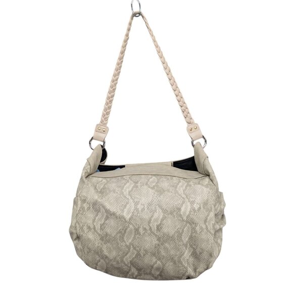 Miche Beverly Demi Snake Shoulder Bag Cream Grey Tote 2 Braided Straps Ruched - Picture 2 of 15